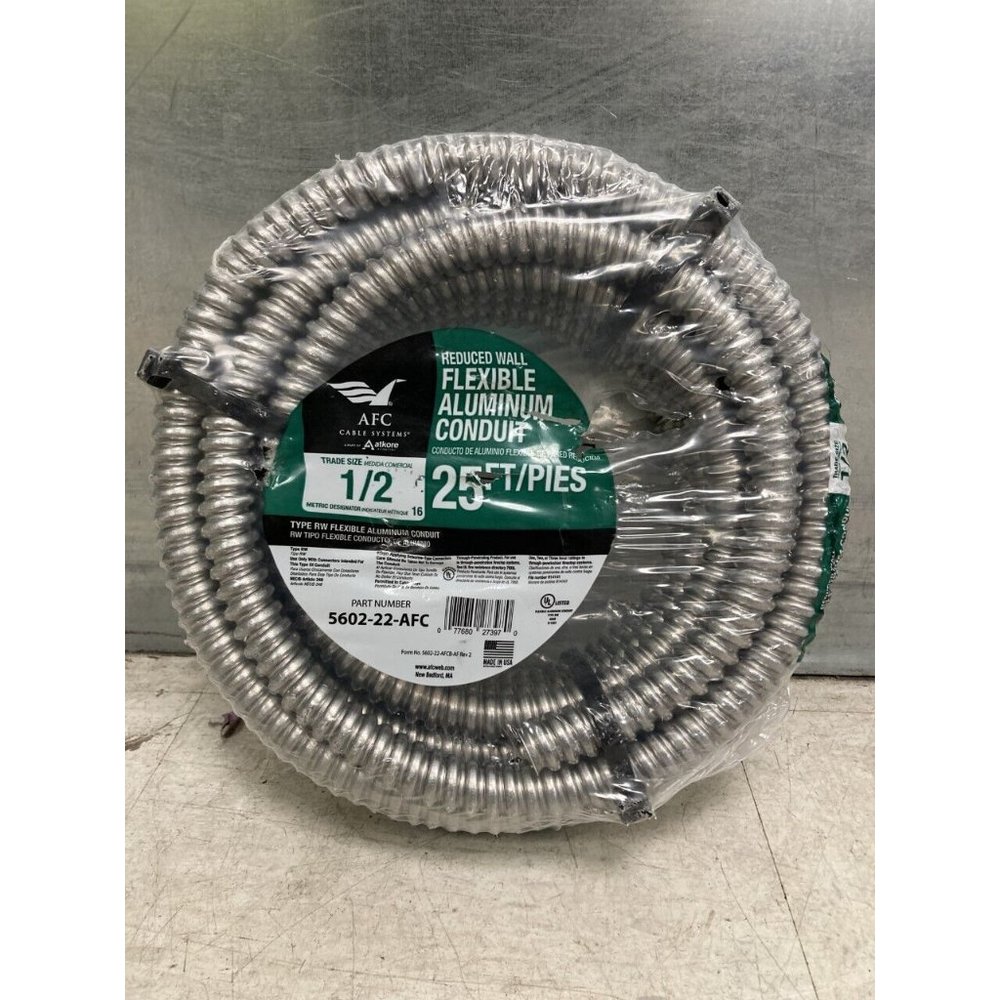 25ft AFC 5602-22-AFC Flexible Aluminum Electrical Conduit 1/2" Trade Size